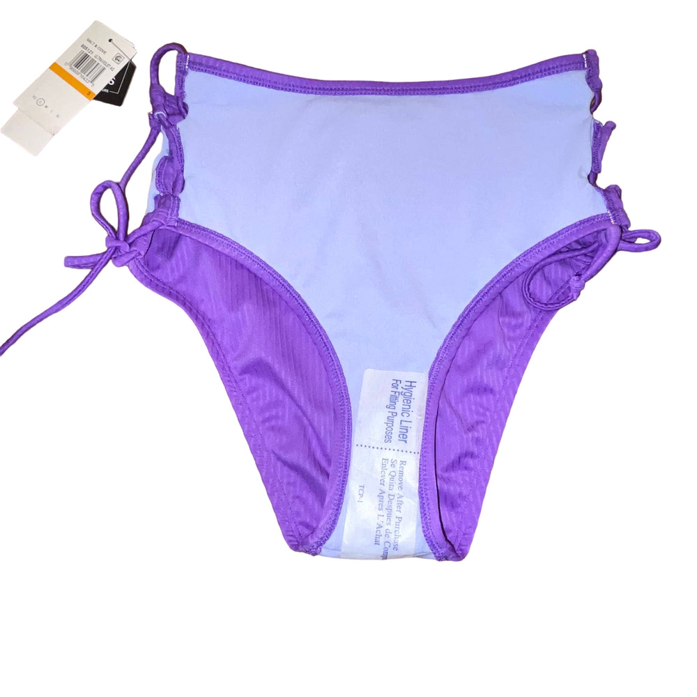 Salt + Cove Jrs' Raised Rib Strappy Bralette high waisted Bikini set, purple XS - Picture 6 of 11